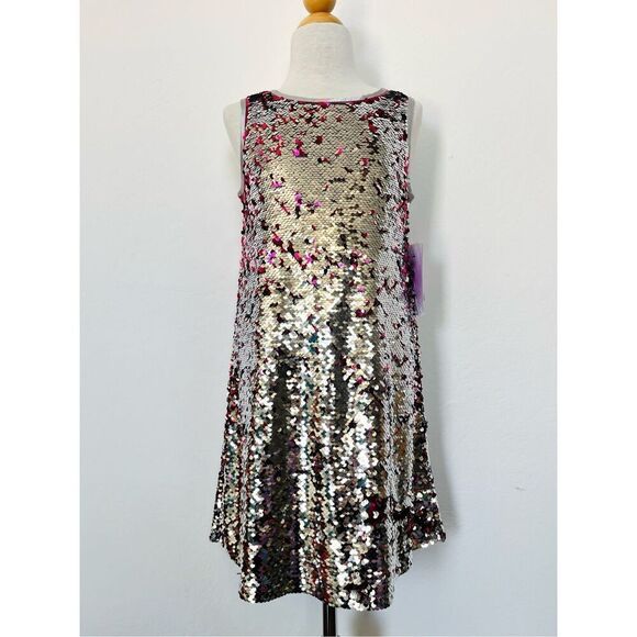 NEW Lavender by Us Angels Girls 7/8 Reversable Sequin Sleeveless Party Dress - Picture 2 of 9